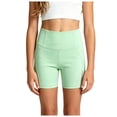 thumbnail image 3 of Gubotare Girls Shorts Quick-Dry Color Block Mid-Rise Athletic Sport Shorts for Running Cycling Yoga Size 15-16 (Green,15-16 Years), 3 of 5