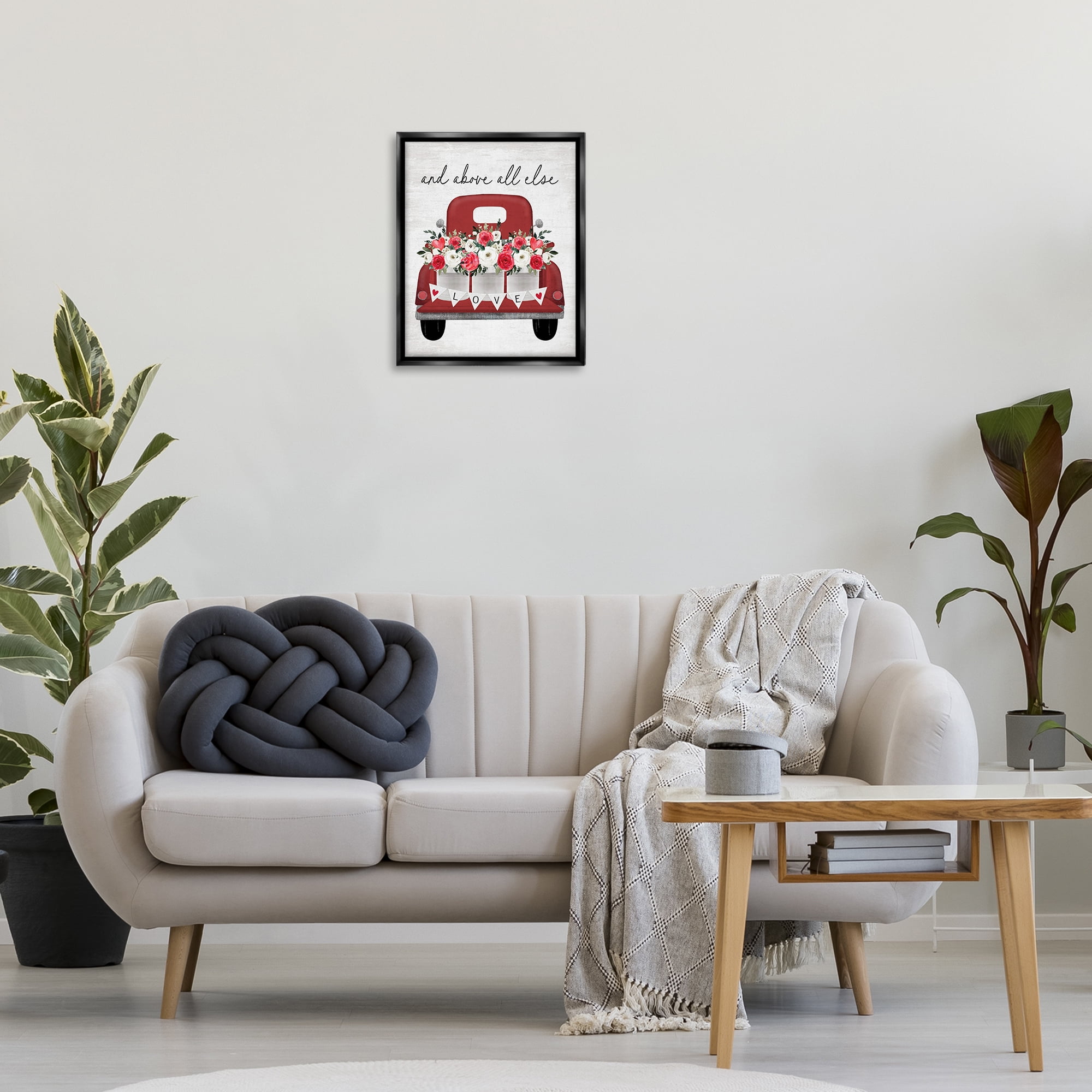 Stupell Industries Love Above All Else Transportation Painting Black Floater Framed Canvas Art Print Wall Art, 17 x 21