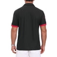 thumbnail image 3 of Men's Pattern Pique Polo Shirt Contrast Color Short Sleeve Golf Polo Shirts 3XL-Large Black, 3 of 6