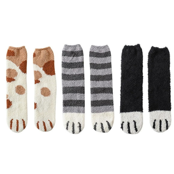 Cat Fuzzy Socks Women Fashion Lovely Claw Coral Thickening Fuzzy Middle stockings Socks