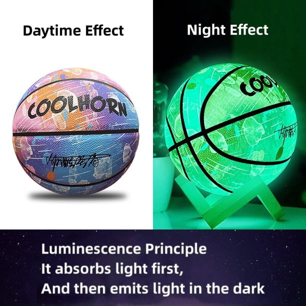 Pelota de baloncesto reflectante de PU, resistente al desgaste, luminosa, luz nocturna, brillante, N ° 7, regalo de baloncesto Fivean unisex