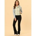 thumbnail image 3 of Unique Bargains Women's Layered Drawstring Hood Denim Jacket with Pockets, 3 of 5