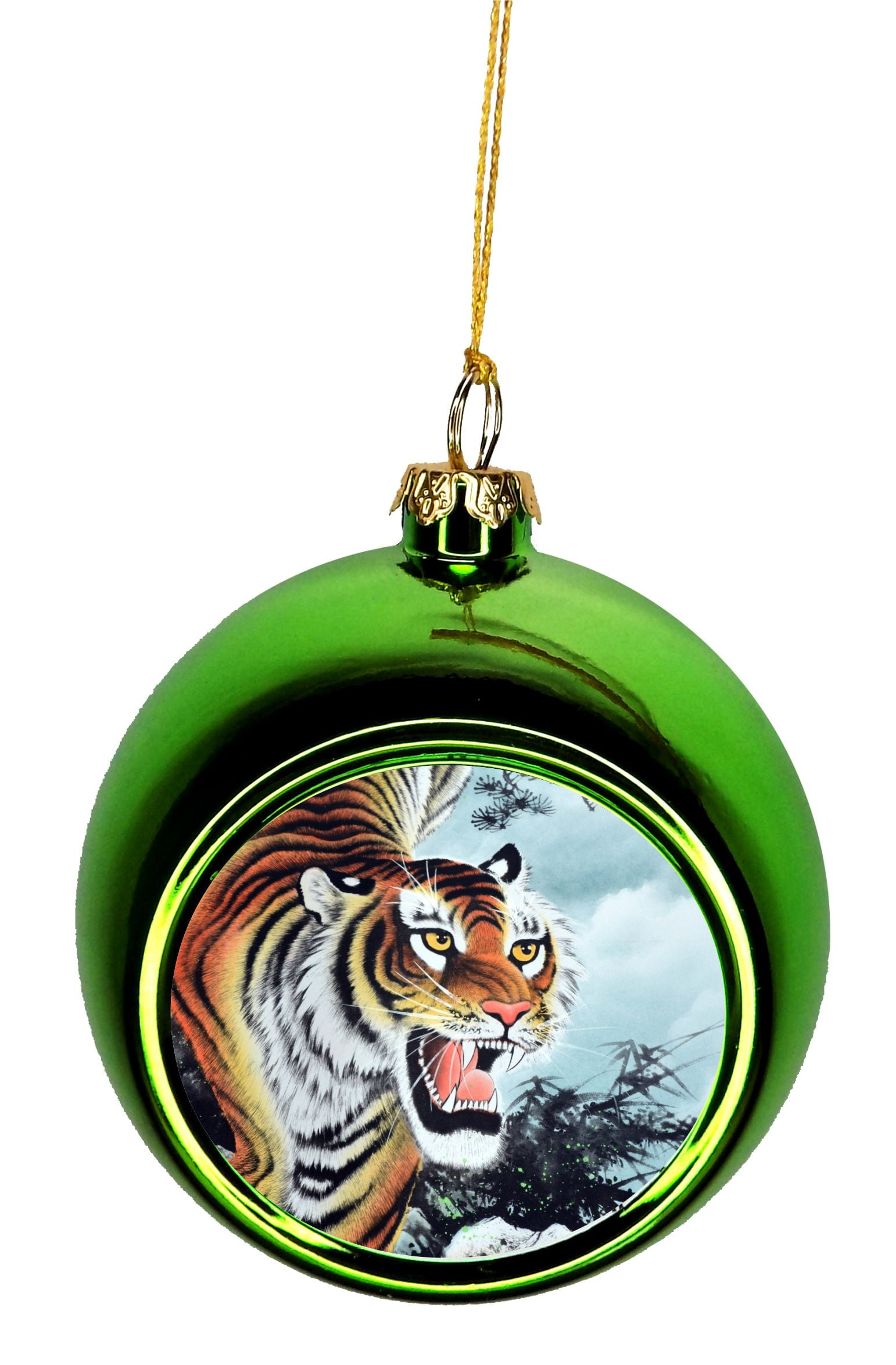 AT-9CB Tiger in Snow Christmas Tree Bauble Decoration Gift 