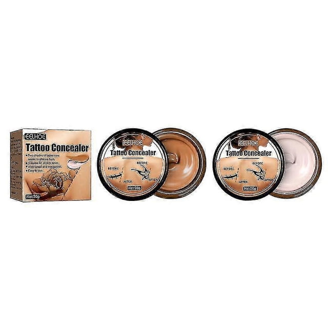 Corrector de tatuajes, cubre cicatrices de tatuajes, marcas de nacimiento, manchas, resistente al agua, iluminador, invisible, corrector de dos colores