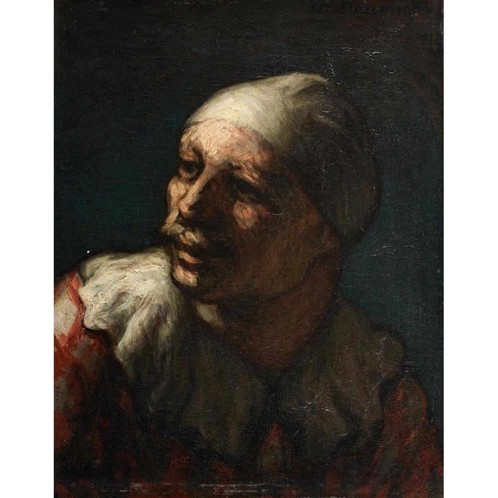 Honoré Daumier 15x18 Black Modern Framed Museum Art Print Titled - Head of Pasquin (1862-1863)