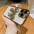 thumbnail image 4 of Phone 12 Pro Max Case Bow Glitter Rhinestone Bling Plating Luxury Women Girl Phone Case,Shine Diamond Case for iPhone 12 Pro Max Protective Cover,Clear Gradient Blue, 4 of 13