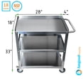 thumbnail image 4 of AmGood Stainless Steel Utility Cart | 18" Wide X 32 Long X 33" High | 3 Shelf Metal Utility Cart on Wheels with Handle | for Home & Business Use, 4 of 5