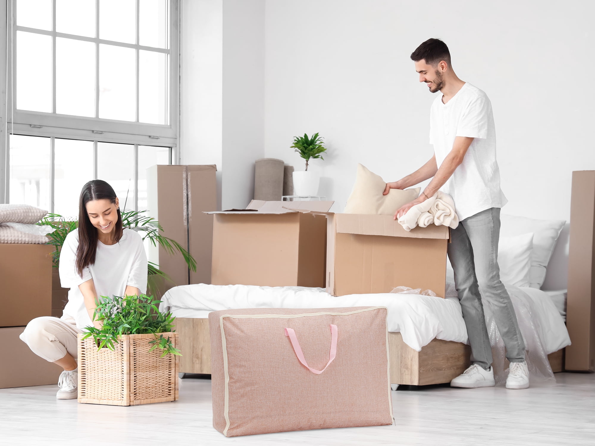 Unique Bargains 1 Pack Clothes Storage Bags Moving Bags Pink 27.5*12*19.5in