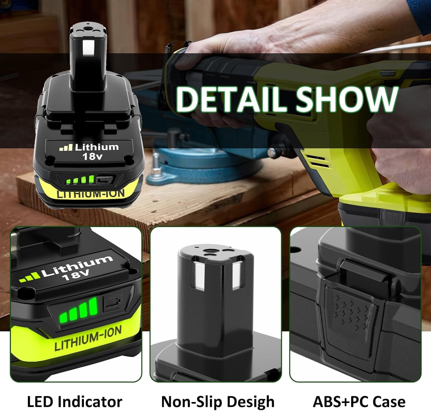 2 Packs 3.0Ah P108 Lithium Replacement Battery Compatible with Ryobi 18V Battery P102 P103 P104 P105 P107 P108 P109 P190 P122 for 18VCordless Power Tools