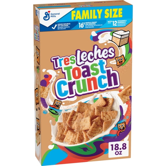 Tres Leches Toast Crunch Breakfast Cereal, Family Size, 18.8 oz, Crunchy Texture