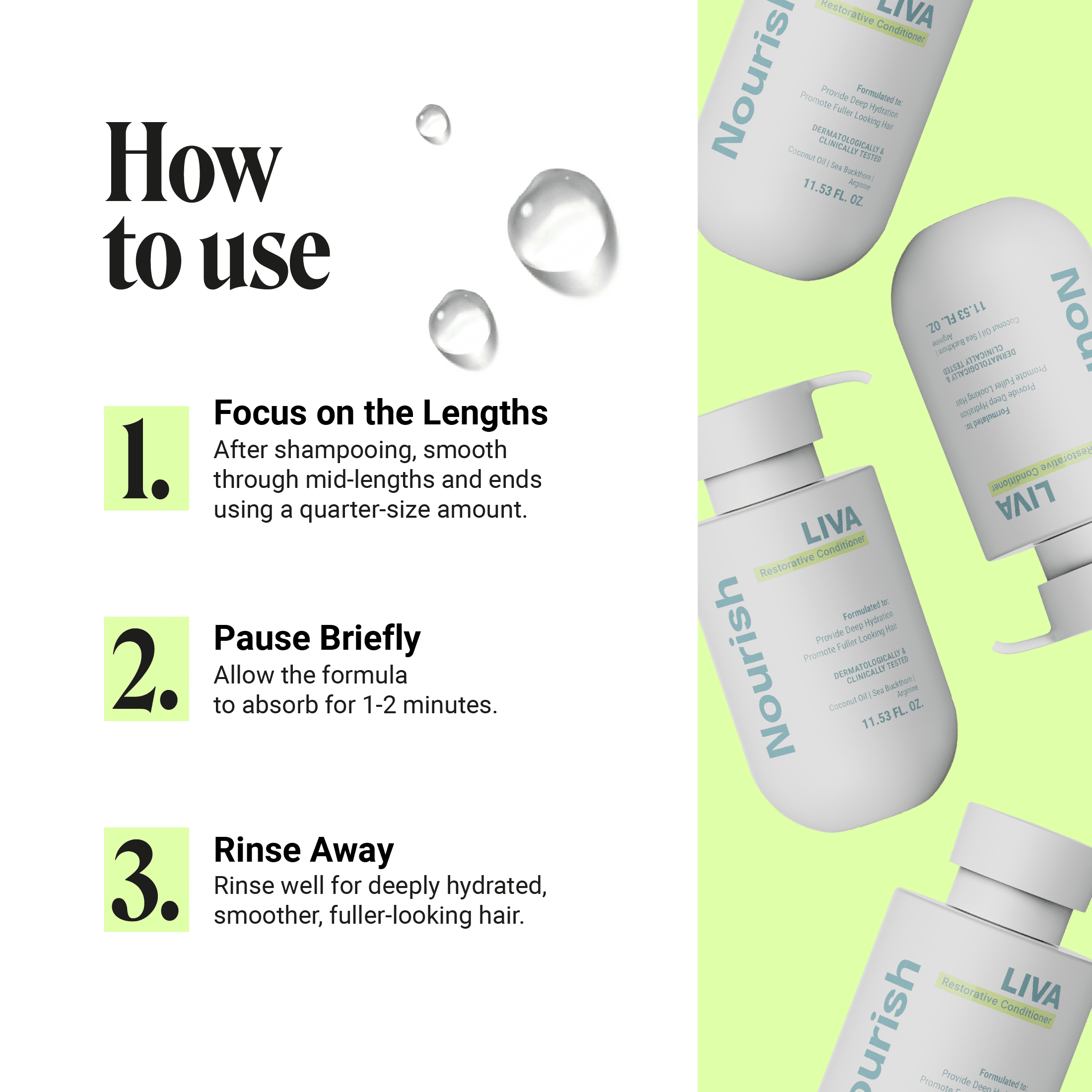 Liva Restorative Conditioner with Coconut Oil, Sea Buckthorn and Arginine for Fuller-Looking Healthier Hair 11.53 fl oz