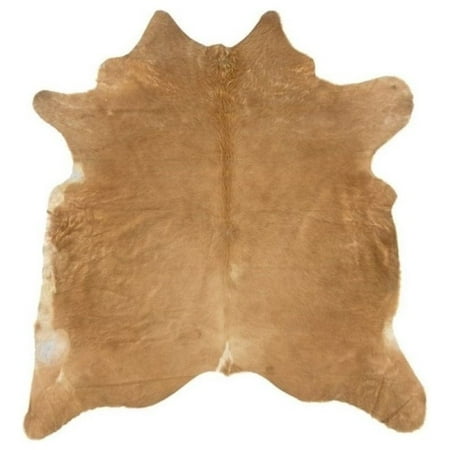 Beige Cowhide - Hawthorne Collection Hand Crafted Brown Stencil Cow Hide Rug in Beige