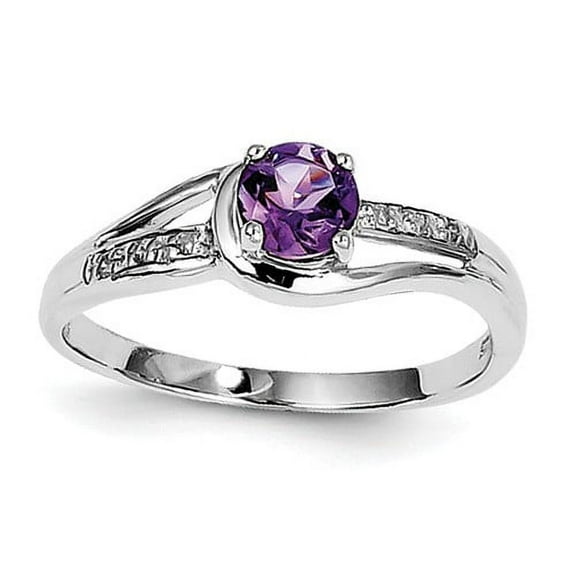 Primal Silver Sterling Silver Amethyst and Diamond Ring