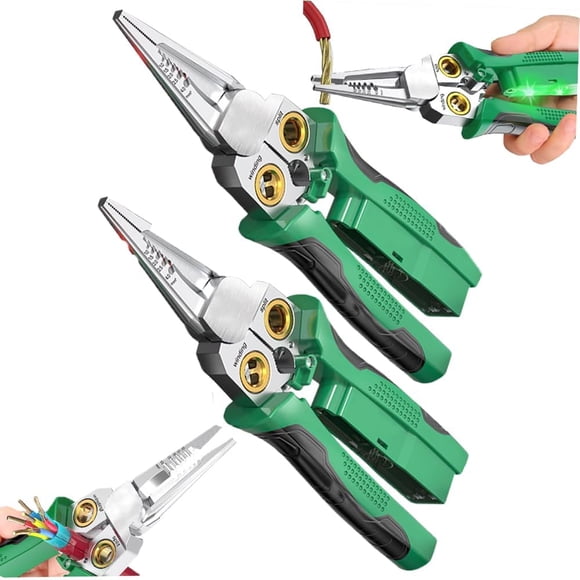 8 in 1 Wire Stripper with Voltage Tester, Pinzas De Electricidad, Multi-function Electric Wire Stripping Tool for Cutting and Pulling Pliers, Electrician Repair Tool (1PCS),2pcs
