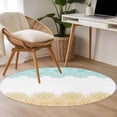 thumbnail image 4 of Teal Yellow Boho Round Area Rug 3.3 FT, Non Slip Small Entryway Kitchen Mat, Vintage Ethnic Tribe Abstract Art Washable Soft Circular Rug Non-Shedding Door Mat for Bathroom Playroom Kids Room, 4 of 9