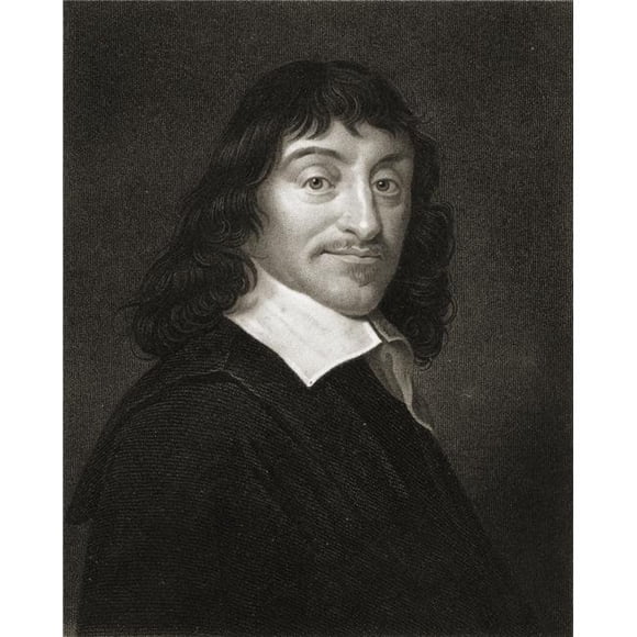 Rene Descartes 1596-1650 French Mathematician Scientist & Philosopher From The Book Gallery of Portraits Published Poster Print, Large - 26 x 34