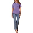 thumbnail image 2 of INSPIRAR CHIC Blusas de Verano para Mujeres de Color Sólido con Lazo en el Cuello y Mangas Cortas para Usar en el Trabajo Violeta XL, 2 of 6