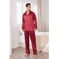 thumbnail image 3 of Onimisc Men Satin Silk Pajamas Sets Long Sleeve Sleepwear Button-Down PJs Sets Two-Pieces Loungewear with Pockets, 3 of 7