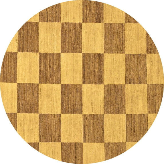 Ahgly Company Indoor Round Checkered Brown Modern Area Rugs, 4' Round