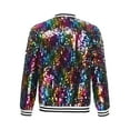 thumbnail image 4 of Linjinx Kids Girls Sequin Bomber Jacket Zipper Lightweight Long Sleeve Sparkle Jackets Outerwear Colorful 10, 4 of 7