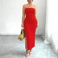 thumbnail image 5 of Bnwani Summer Dresses,Womens Dresses,Solid,Side Split,V-Neck,Sleeveless,Red,XL, 5 of 7