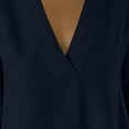 thumbnail image 4 of JGGSPWM Womens 3/4 Sleeve Linen Dress Casual Summer Dresses with Pockets Loose Midi A Line Flowy Dress Boho V Neck Sundress Blue M, 4 of 7
