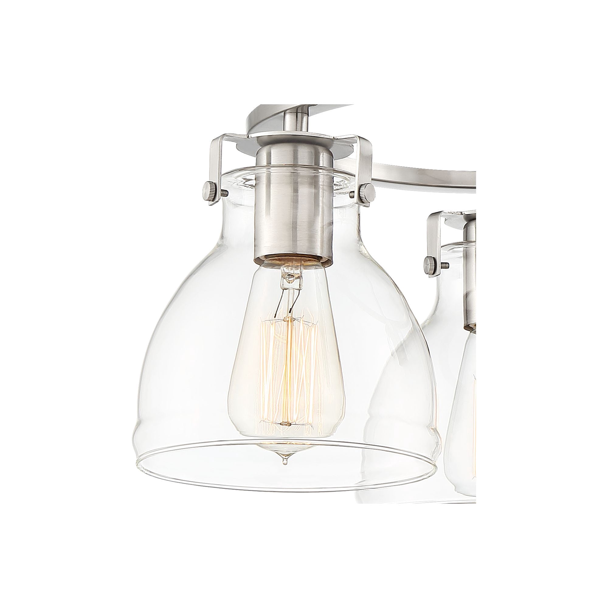 Possini Euro Design Bellis Modern Ceiling Light Semi Flush Mount Fixture 14 1/2" Wide Brushed Nickel 3-Light Clear Glass for Bedroom Kitchen Hallway