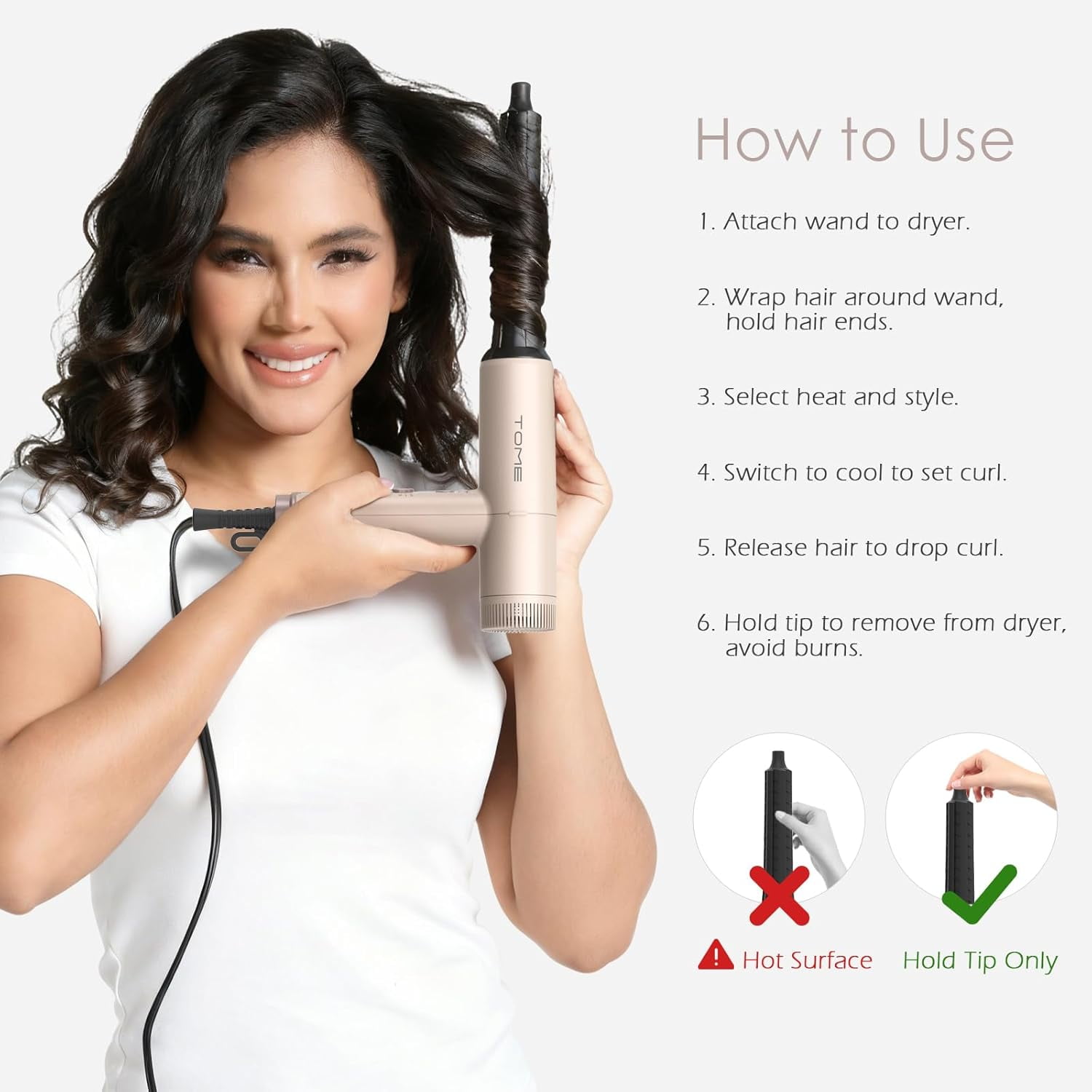 TOME Hair Dryer with Diffuser 1875W High Speed Ionic Blow Dryer 110000 RPM with Air Curling Wands Nozzle,Pink