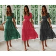 thumbnail image 3 of Summer Dresses for Women Maxi Square Neck Puff Sleeve Floral Print Dress, 3 of 6