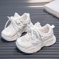 thumbnail image 4 of WNVMWI Little Girls Mesh Running Shoes Toddlers Casual Platform Sneakers Childrens Lace Up Walking Sneaker White Sizs 2, 4 of 5