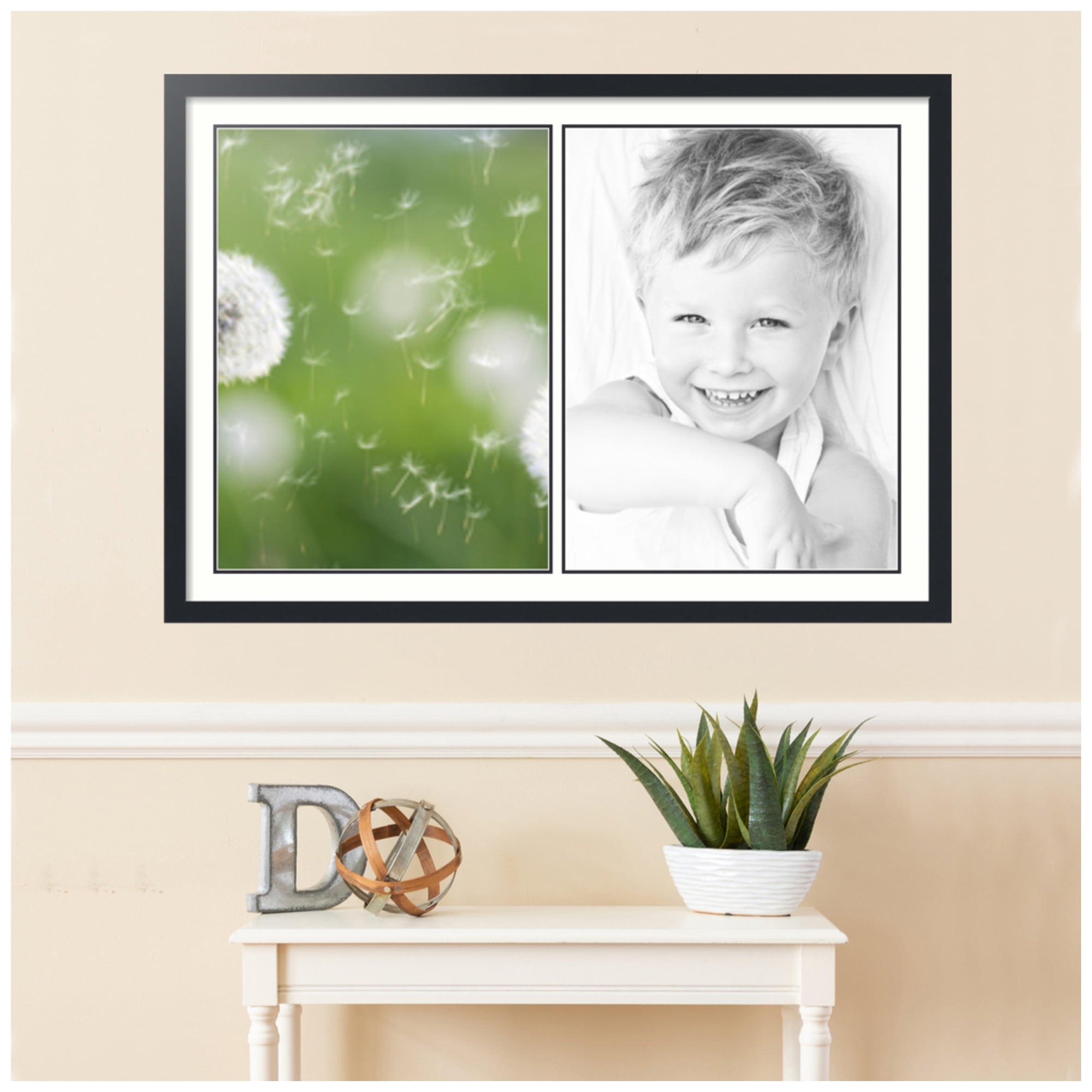 ArtToFrames Collage Photo Picture Frame with 2 - 18x24" Openings, Framed in Black with Light Cream and Black Mats (CDM-3926-1423)