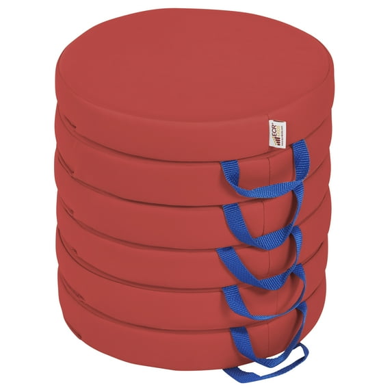 SoftZone® Round Floor Cushion with Handle 6-Piece - Red