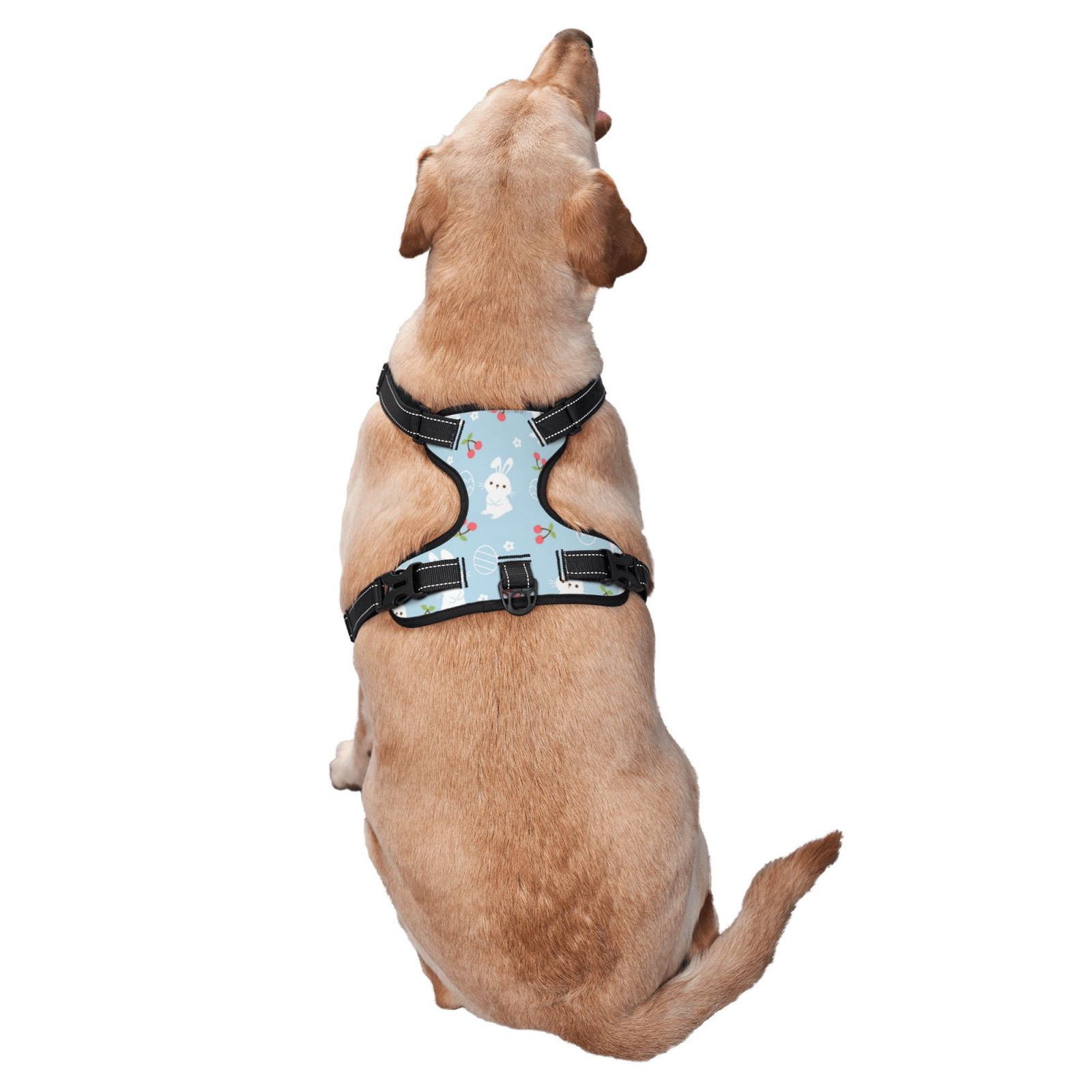 Vsdgher Easter Rabbit Pattern Dog Harness,No Pull Pet Harness with Soft Padded Handle,Adjustable Reflective Vest with 2 Buckles,4 Slide Buckles,S-XL Medium