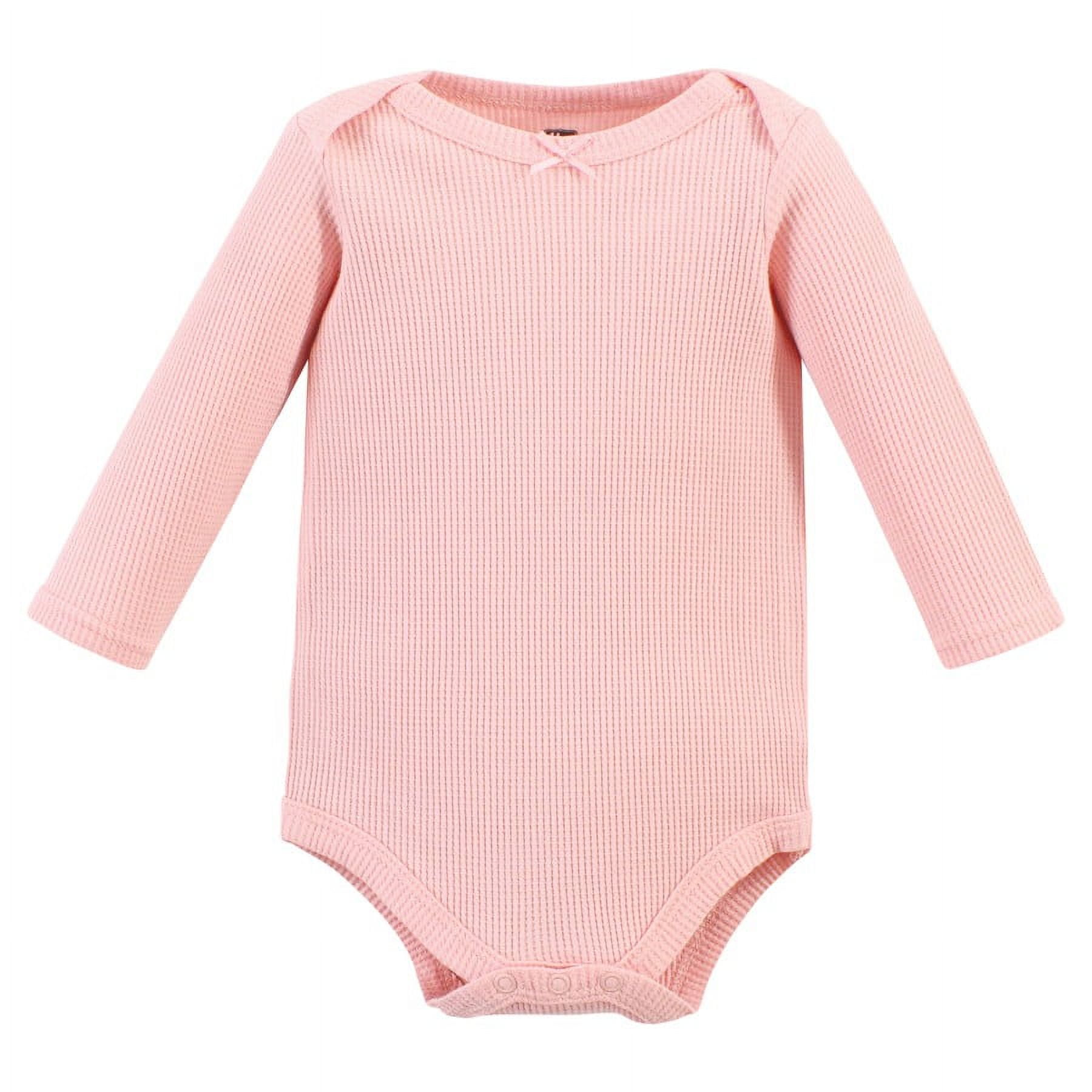 Hudson Baby Infant Girl Thermal Long Sleeve Bodysuits, Acorn Botanical, 3-6 Months