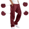 thumbnail image 2 of Fabrcox Mens Cargo Pants Button Elastic Waist Wide Leg Mens Pants Breathable Outdoor Activities Hiking Work Pants Mens with 6 Pockets XL, 2 of 7
