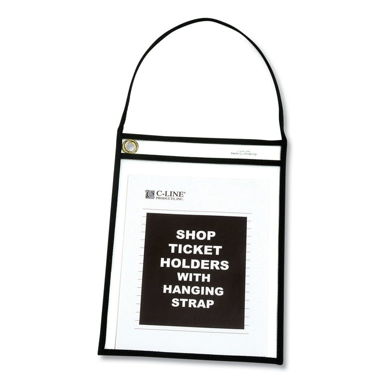 1-Pocket Shop Ticket Holder w/Strap and Black Stitching, 75-Sheet, 9 x 12