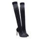 thumbnail image 1 of GOOHOCHY Botas de tacón alto por encima de la rodilla Stiletto Botas de diamantes brillantes Botas elásticas de diamantes de imitación para mujer (Negro Tamaño 38 EU38 US9 UK4.5), 1 of 7