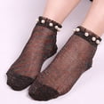 thumbnail image 2 of Stocking Stuffers for Women Fashion Thin Elastic Net Transparent Mesh Stockings Ankle Socks Slouch Sock With Pearls Multicolor Stockings, 2 of 4