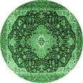 thumbnail image 1 of Ahgly Company Indoor Round Medallion Emerald Green Traditional Area Rugs, 3' Round, 1 of 4