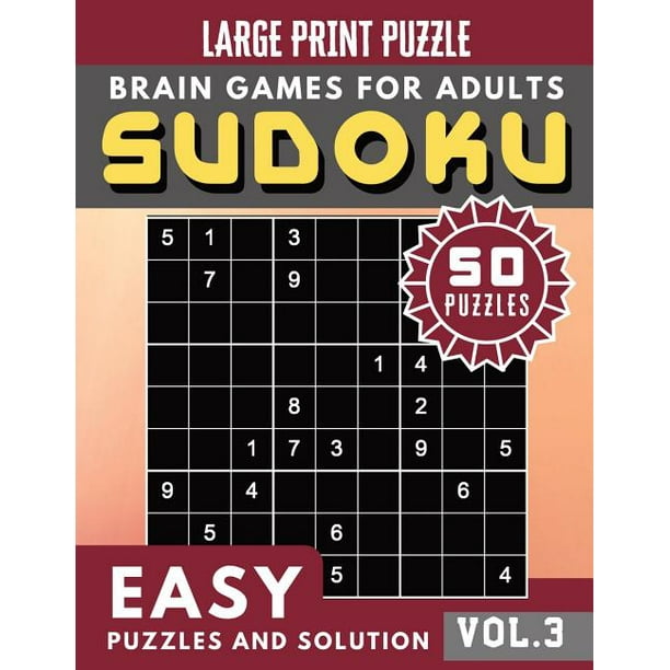 50 sudoku easy puzzles and solutions perfect for beginners sudoku brain games puzzles book volume 3 large print paperback walmart com