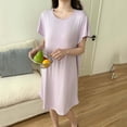 thumbnail image 4 of BUIGTTKLOP Nightgowns for Women Short Sleeve Nightdress Round Neck Sleepshirts Loose Fitted Pajamas Dresses, 4 of 6