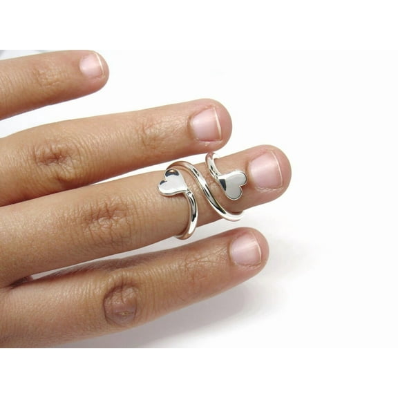 SS DESIGNS Heart-Shaped Mallet Finger Splint Ring in Sterling Silver | Adjustable Trigger Finger Support Ring | Custom Handmade Silver Splint Ring for Arthritis Relief