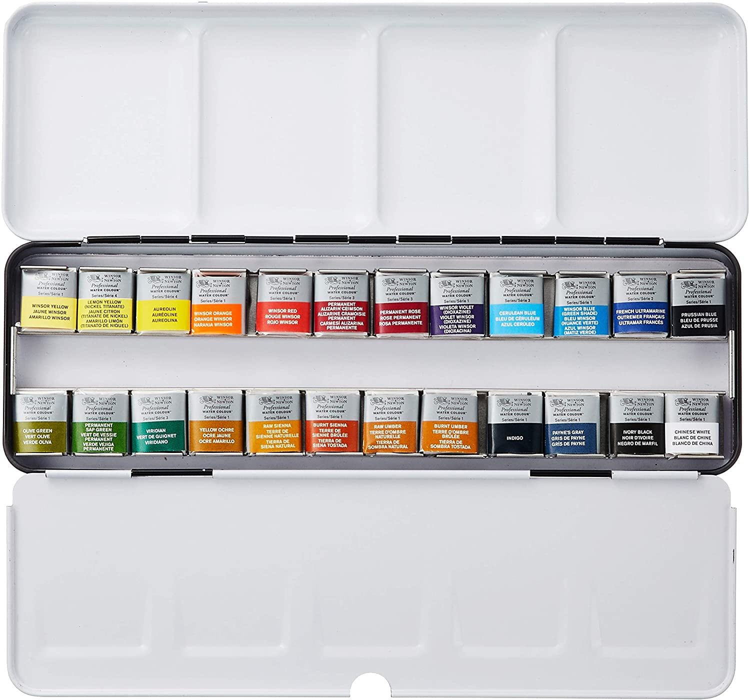 Winsor & Newton : Professional Watercolour : Lightweight Metal Sketchers Box Set : 12 Half Pans (12 Colors Set), Includes 12 whole pans of artist