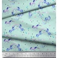 thumbnail image 2 of Soimoi Green polyester Crepe Fabric Unicorn & Rainbow Nature Print Fabric by Yard 42 Inch Wide, 2 of 3