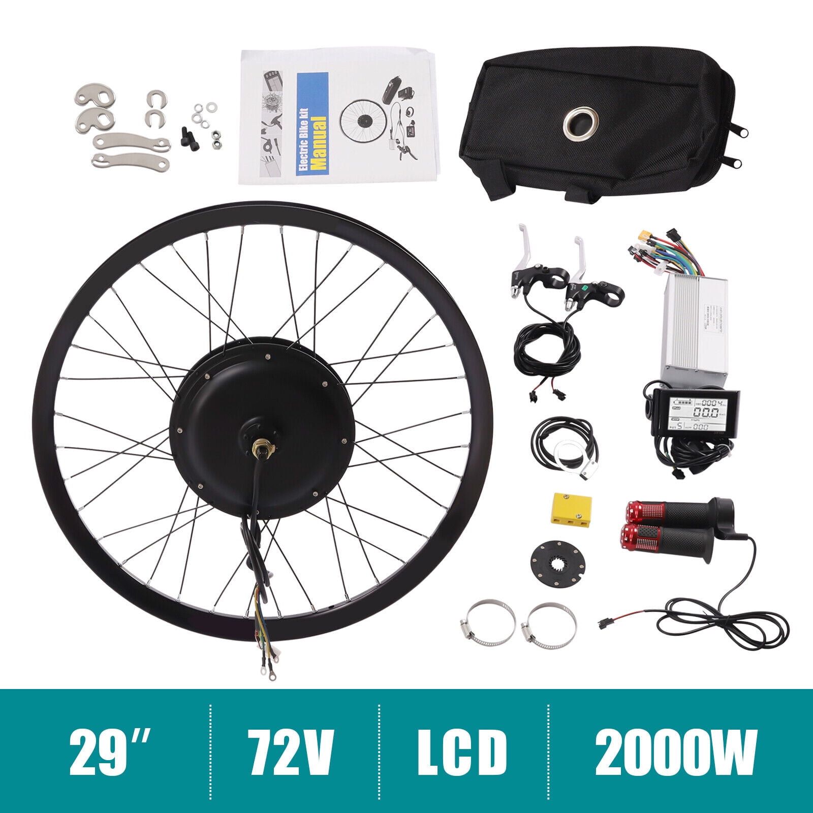 29" Electric Bicycle Rear Wheel E Bike Motor Conversion Kit 9 Speeds