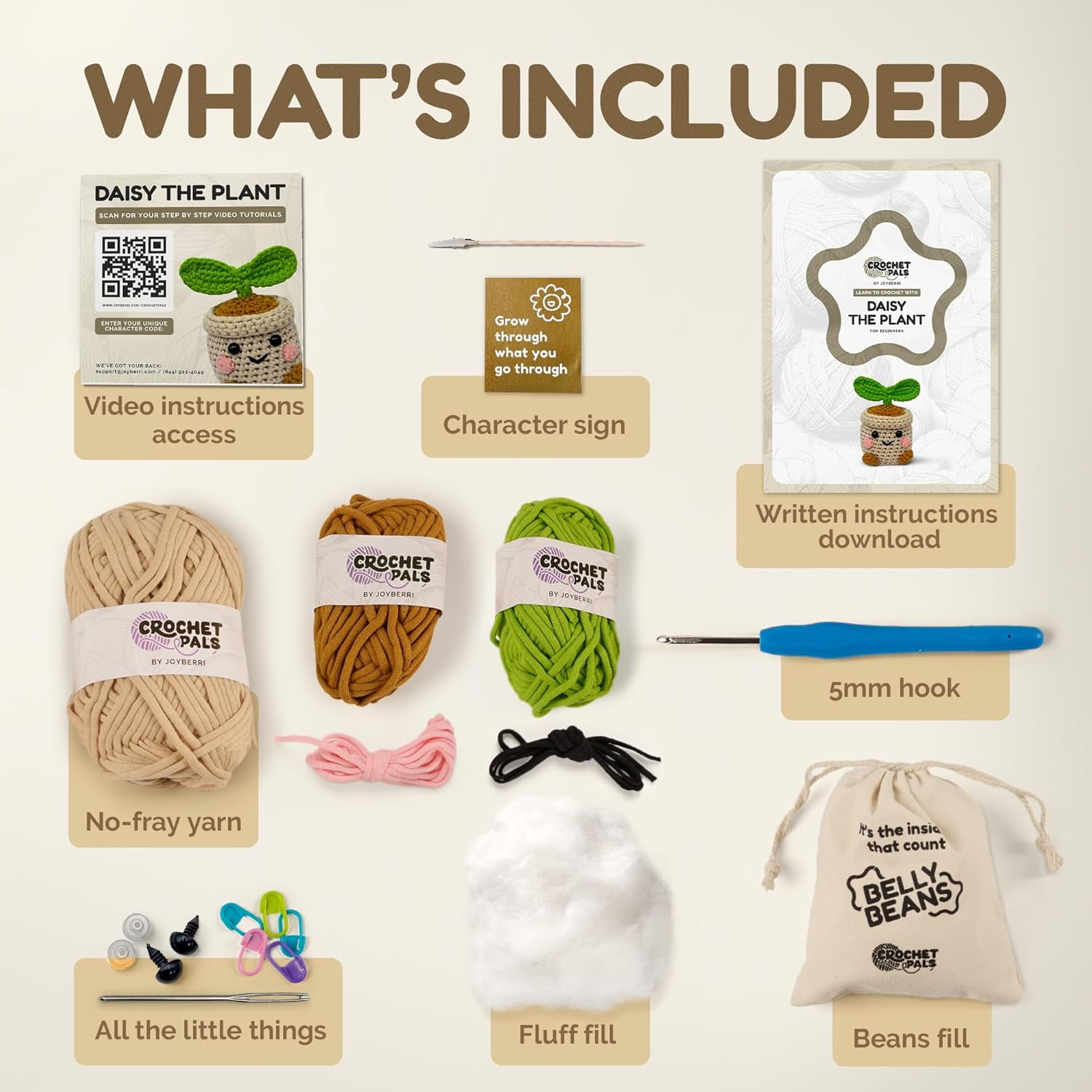Crochet Kit for Beginners – Learn to Make Amigurumi Animals with Step-by-Step Video Tutorials – Complete Crochet Starter Kit with Yarn, Hook, Stuffing & Tools for Kids and Adults
