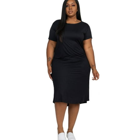 Pastel by Vivienne Women's Short Sleeve T-Shirt Dress Plus Size Black X-Large