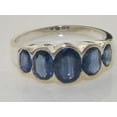 thumbnail image 4 of LBG British Made Traditional Solid 14k White Gold Ring with Natural Sapphire Womens Promise Ring - 33 size options - Size 4.25, 4 of 5