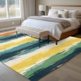 thumbnail image 4 of 6'x9' Area Rugs, Turquoise Yellow Stripe Indoor Outdoor Area Rug for Living Room Bedroom, Abstract Orange Teal Green Washable Bathroom Rugs Kitchen Floor Carpet Mats Home Decor Aesthetic, 4 of 8