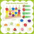thumbnail image 6 of Montessori Wooden Toys for 2 3 4 Year Old Boys Girls: Threading Beads Stacking Blocks Learning Set Fine Motor Skills Toys for Toddlers Travel Educational Toddlers Toy for 2-5 Year Old Boy Girl, 6 of 7